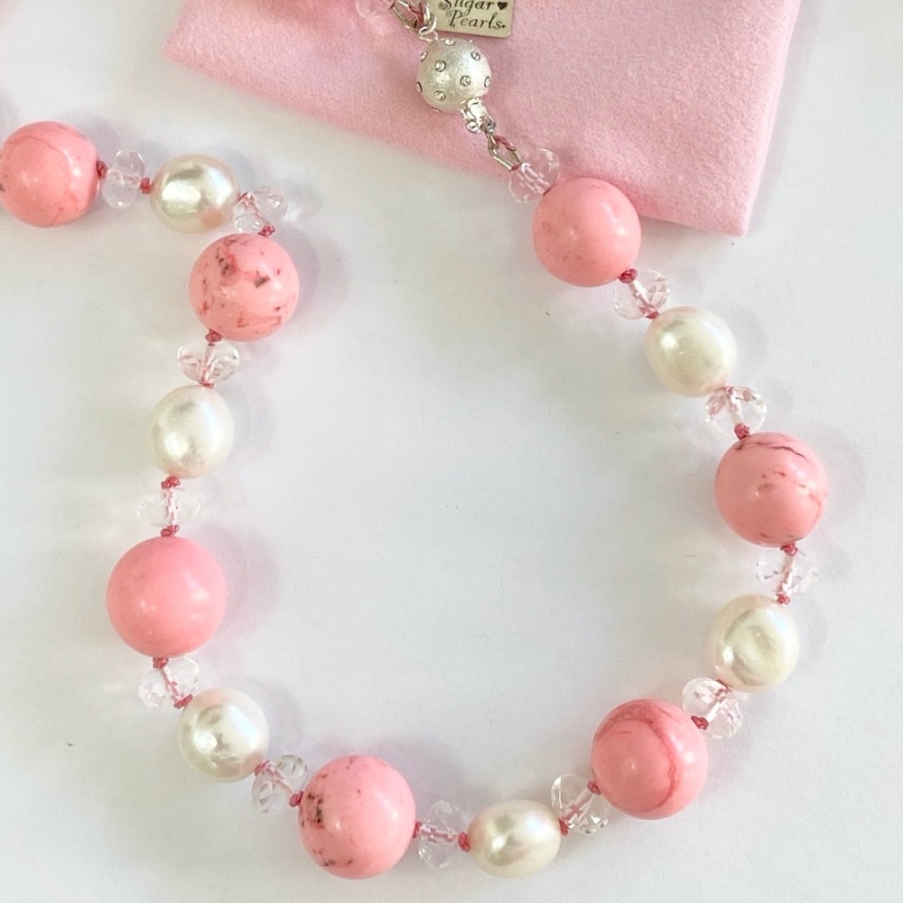 Pink Turquoise, Pearl & Quartz Necklace - Picture 4 of 5